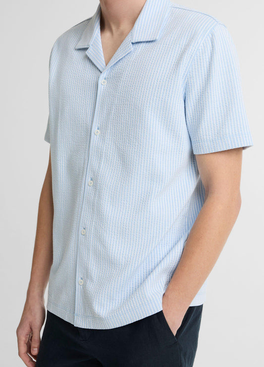 Seersucker Stripe Stretch-Cotton Cabana Shirt - US 7710