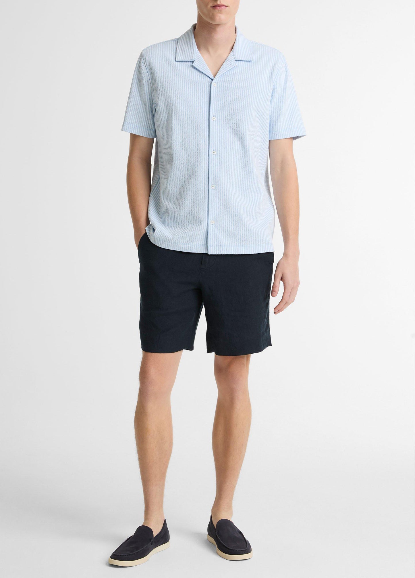 Seersucker Stripe Stretch-Cotton Cabana Shirt - US 7710