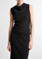 Shadow Grid Cowl-Neck Top - US 1245