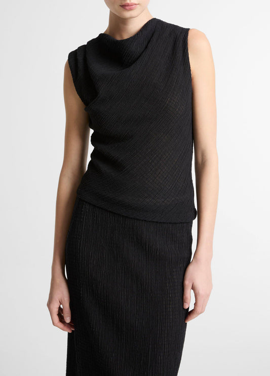 Shadow Grid Cowl-Neck Top - US 1245