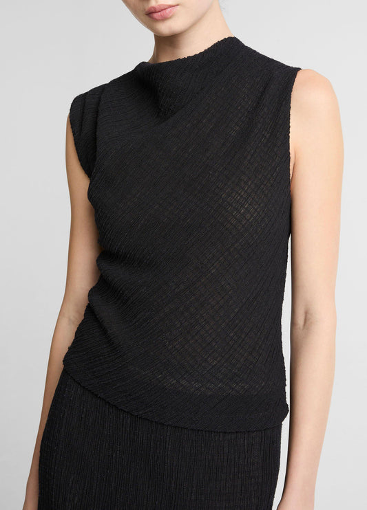 Shadow Grid Cowl-Neck Top - US 1245