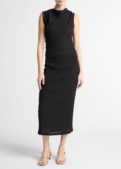Shadow Grid Cowl-Neck Top - US 1245