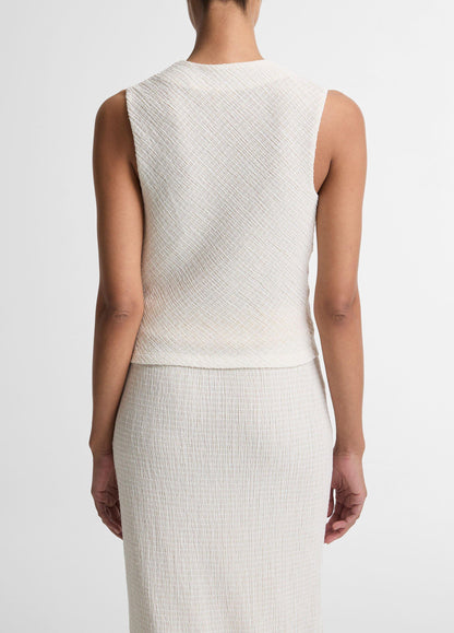 Shadow Grid Cowl-Neck Top - US 5948