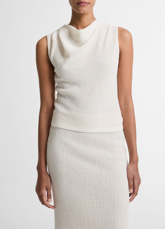 Shadow Grid Cowl-Neck Top - US 5948