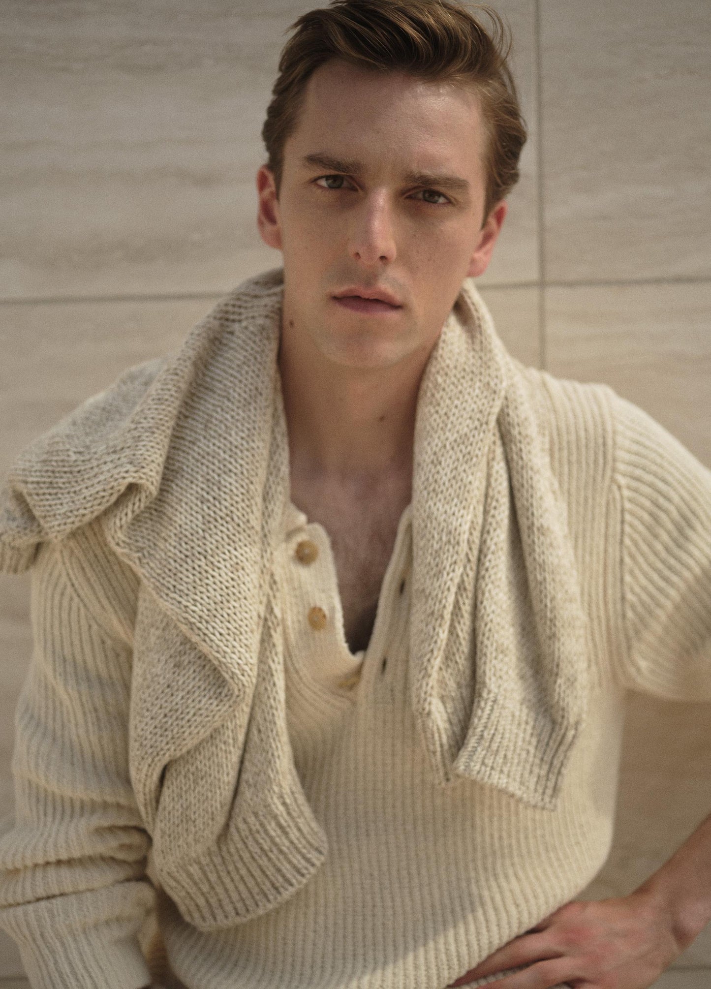 Shaker Italian Cotton-Blend Polo Sweater - US 0754