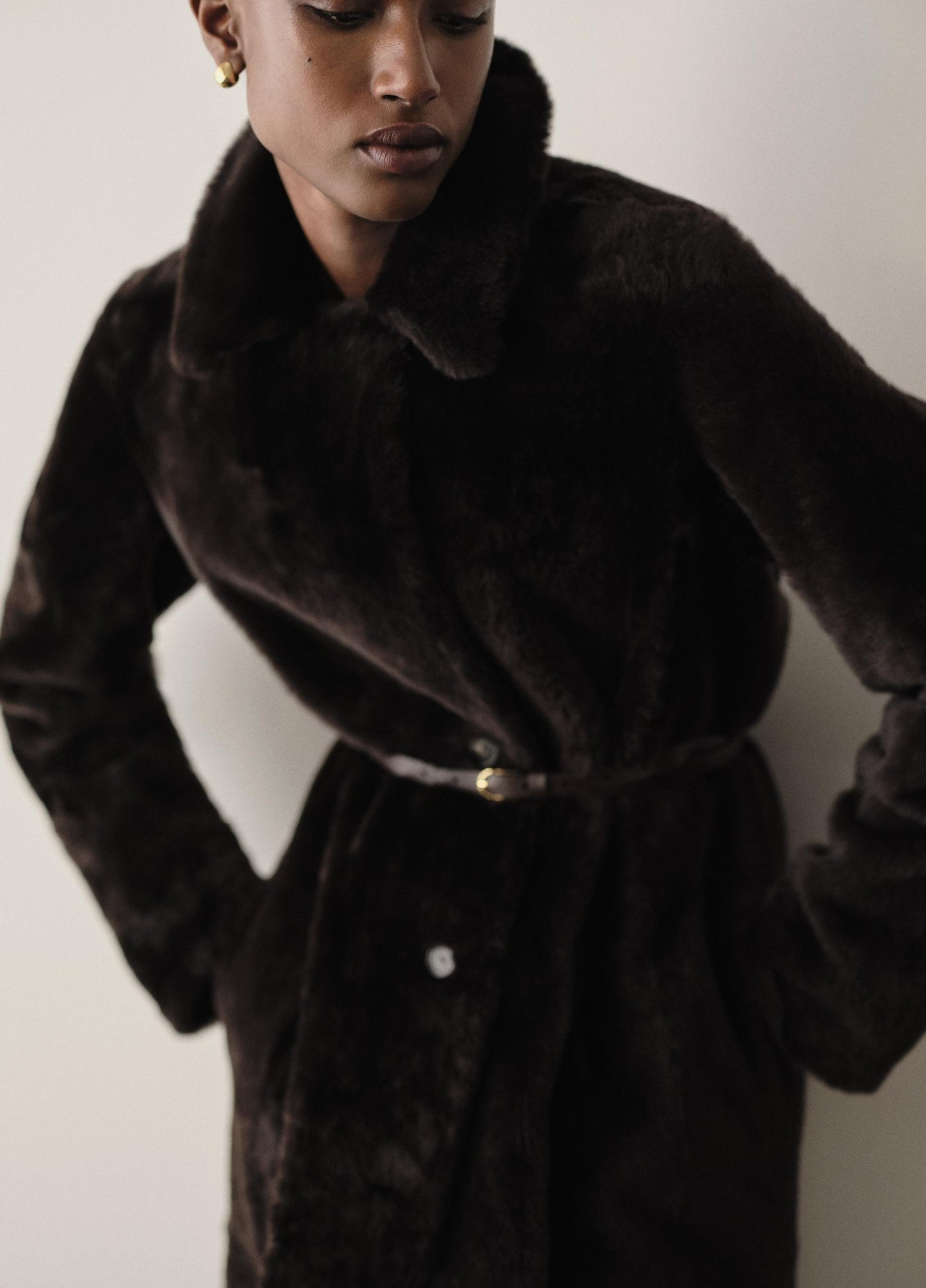 Shearling Long Coat - US 4292