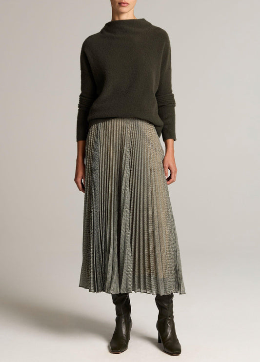 Sheer Houndstooth Pleated Pull-On Skirt - US 2350