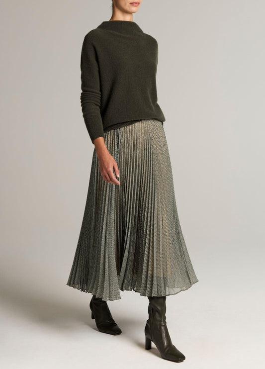 Sheer Houndstooth Pleated Pull-On Skirt - US 2350