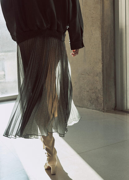 Sheer Houndstooth Pleated Pull-On Skirt - US 2350