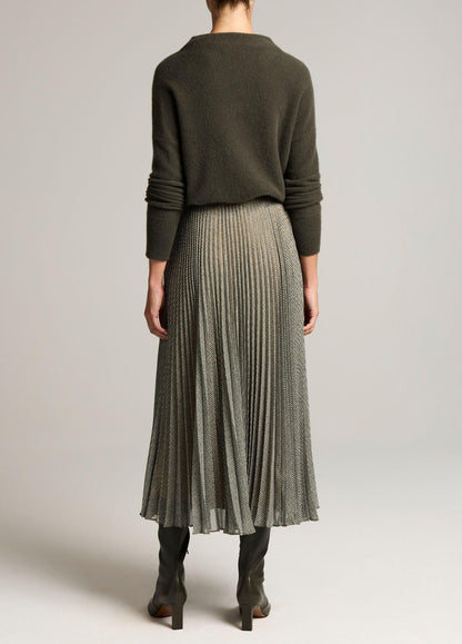 Sheer Houndstooth Pleated Pull-On Skirt - US 2350