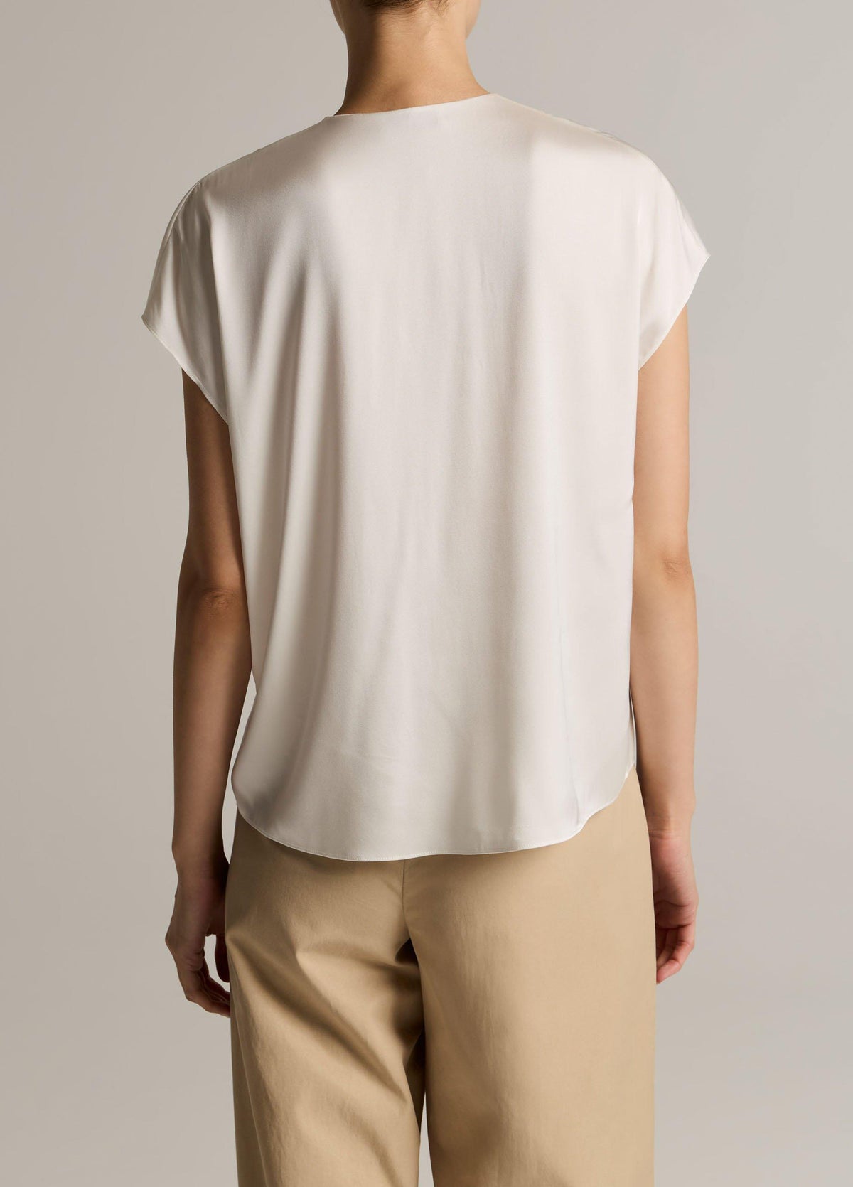Silk-Blend Double V-Neck Top - US 1375