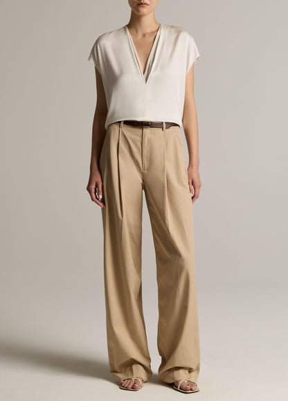 Silk-Blend Double V-Neck Top - US 1375