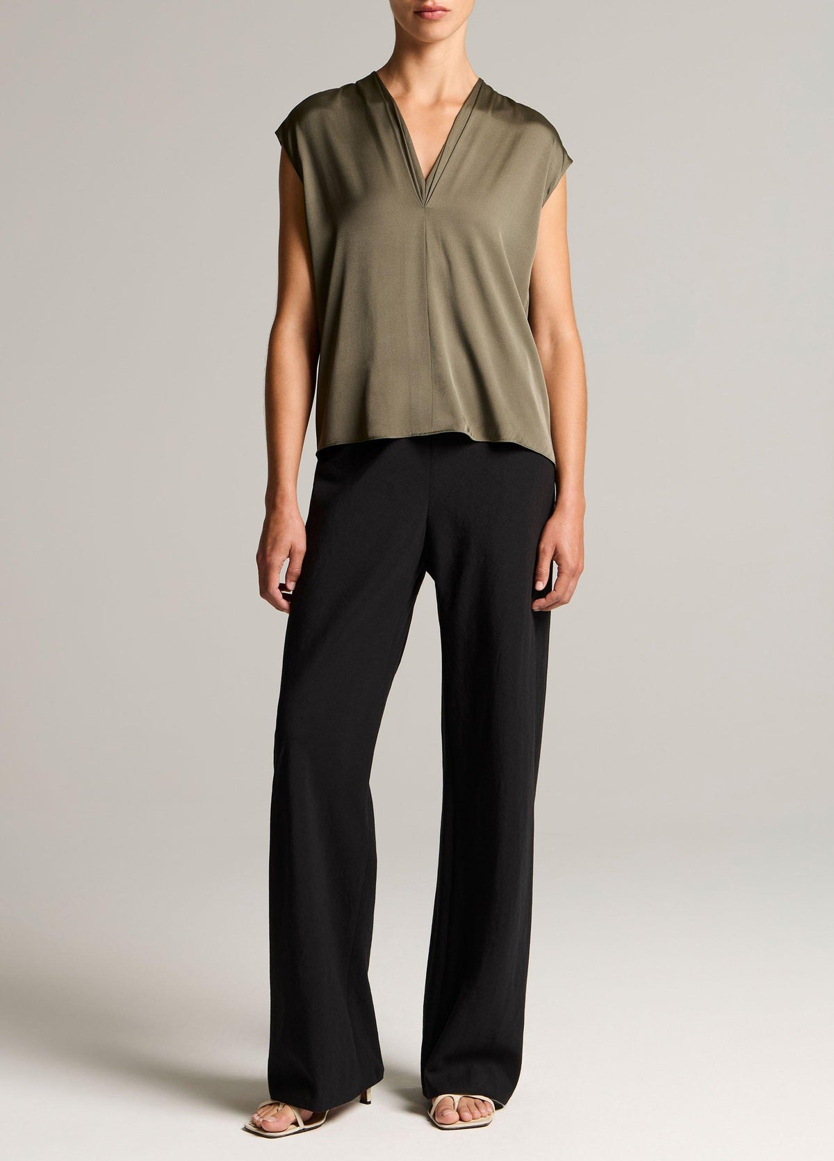 Silk-Blend Double V-Neck Top - US 4952