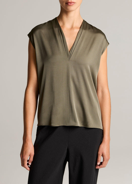 Silk-Blend Double V-Neck Top - US 4952
