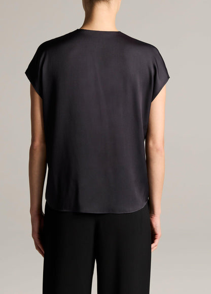 Silk-Blend Double V-Neck Top - US 3372