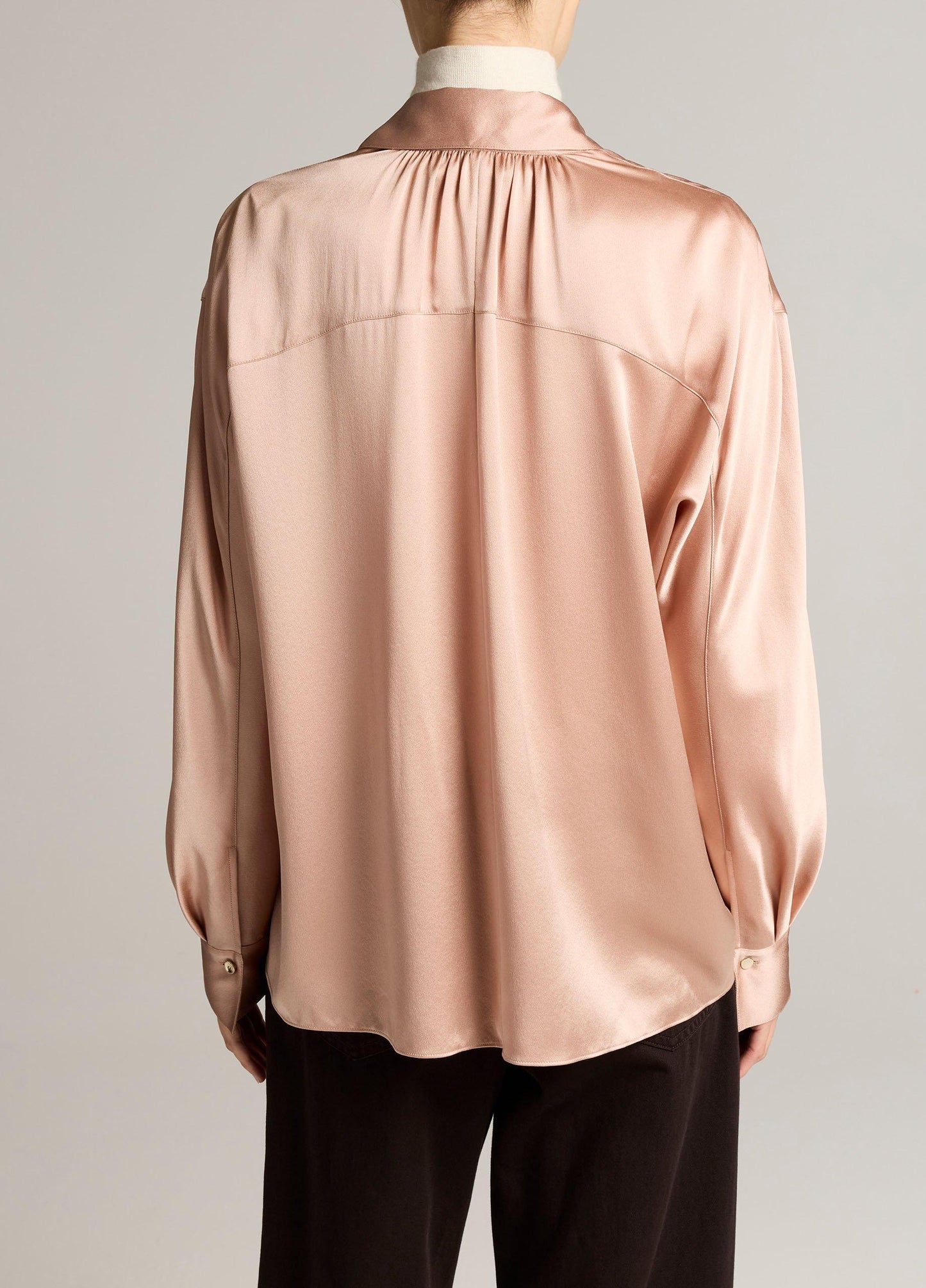 Silk Satin Dolman-Sleeve Button-Front Shirt - US 0901