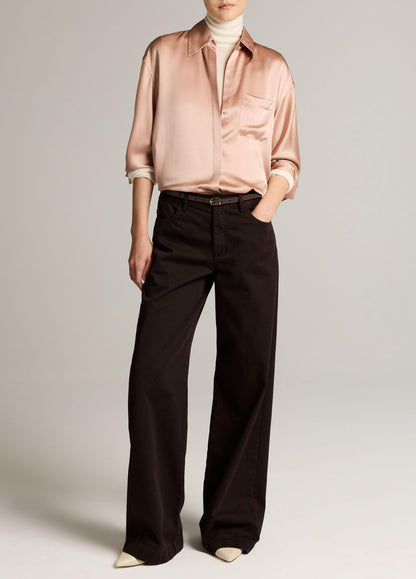 Silk Satin Dolman-Sleeve Button-Front Shirt - US 0901