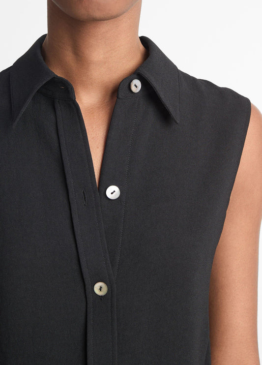Sleeveless Button-Front Shirt - US 4620