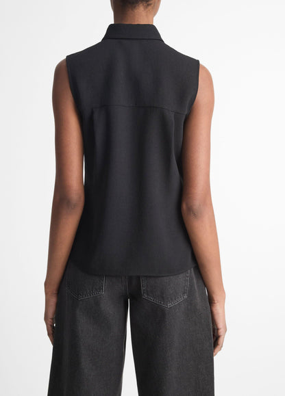 Sleeveless Button-Front Shirt - US 4620