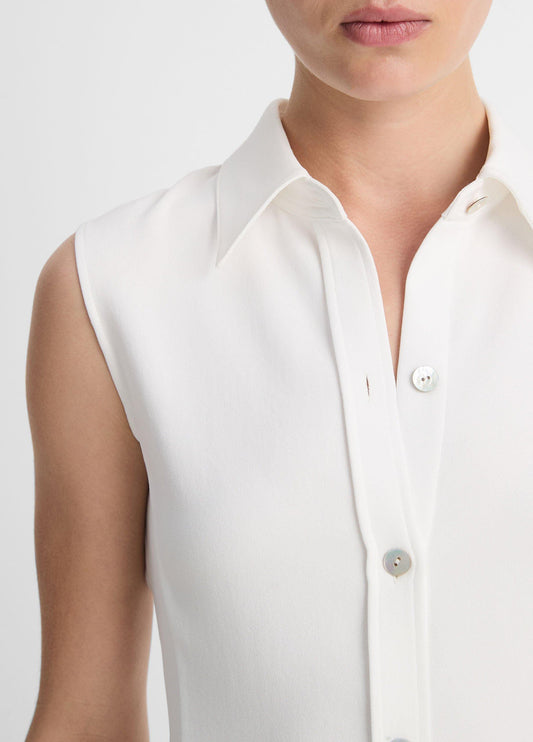 Sleeveless Button-Front Shirt - US 5028