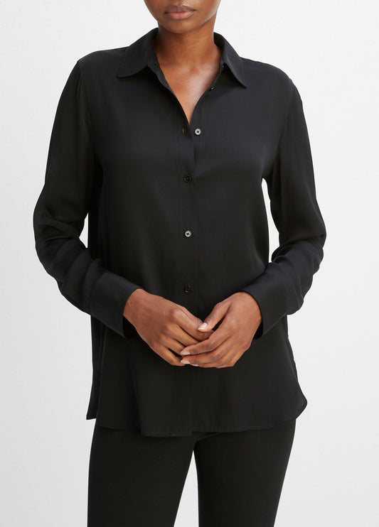 Slim Fitted Stretch-Silk Blouse - US 6505
