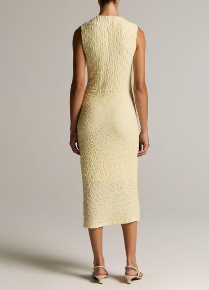 Smocked Cotton-Blend Side-Drape Dress - US 9965