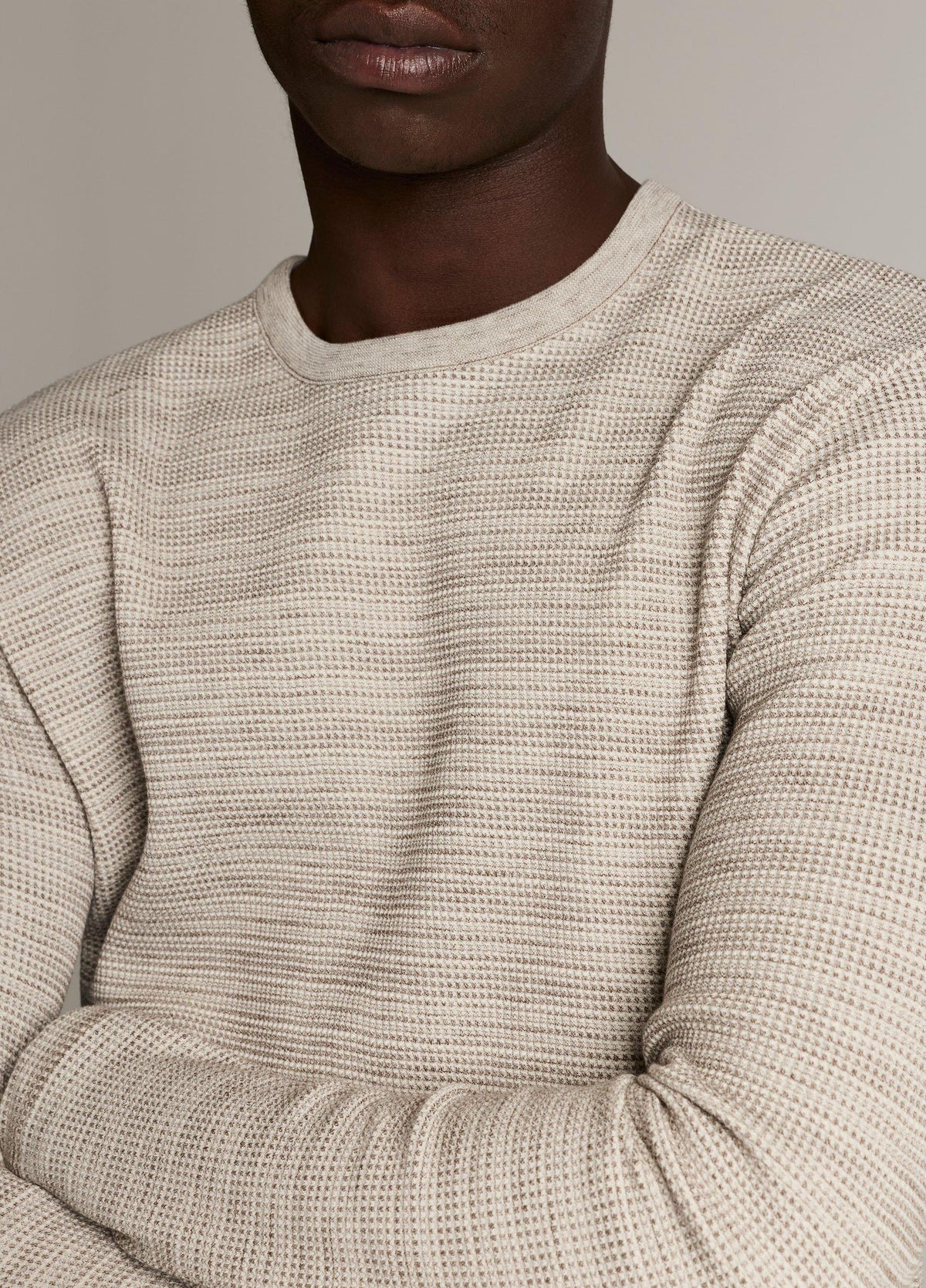 Space-Dye Cotton-Blend Thermal Long-Sleeve T-Shirt - US 2538