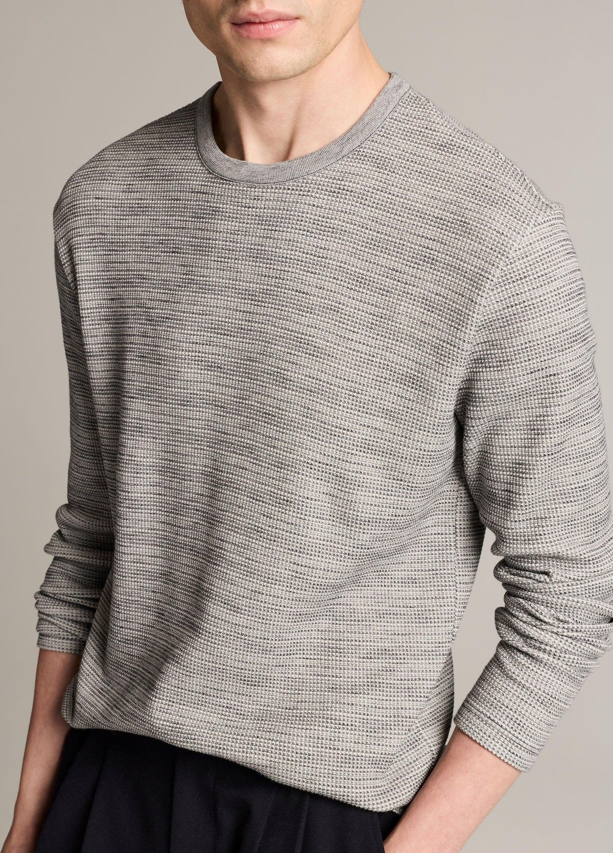 Space-Dye Cotton-Blend Thermal Long-Sleeve T-Shirt - US 5394