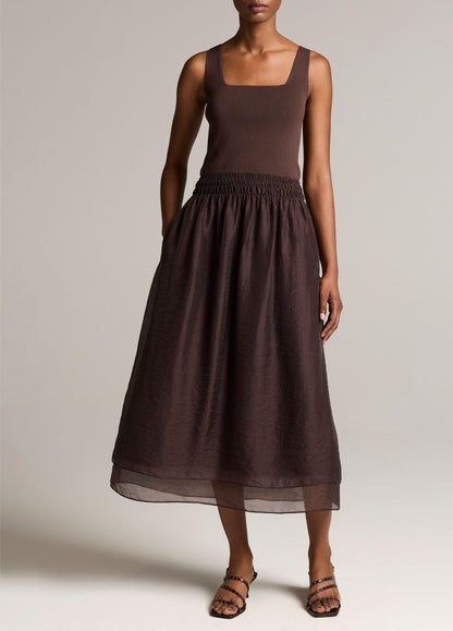 Square-Neck Mixed-Media Dress - US 2310