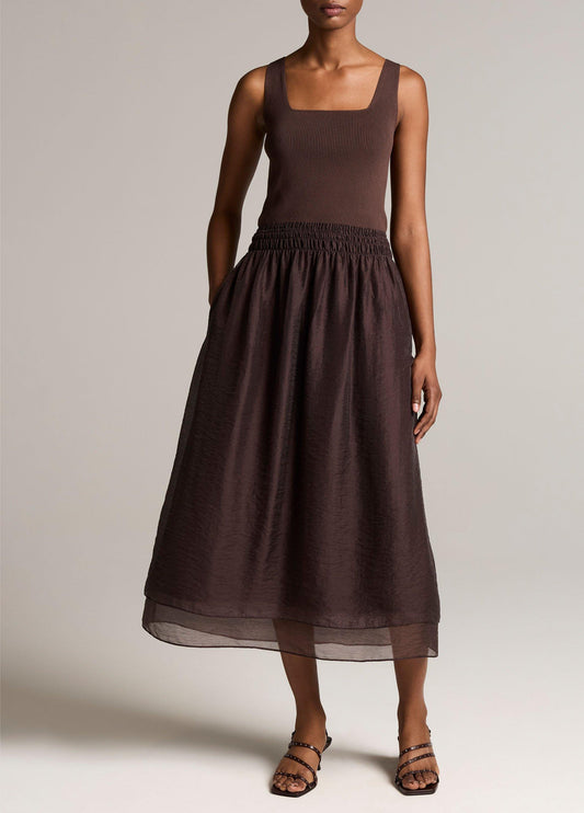 Square-Neck Mixed-Media Dress - US 2310