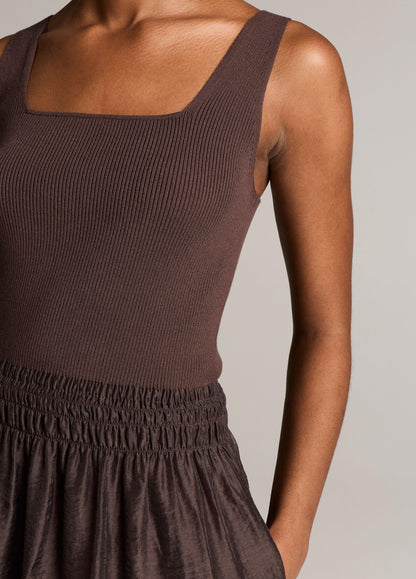 Square-Neck Mixed-Media Dress - US 2310