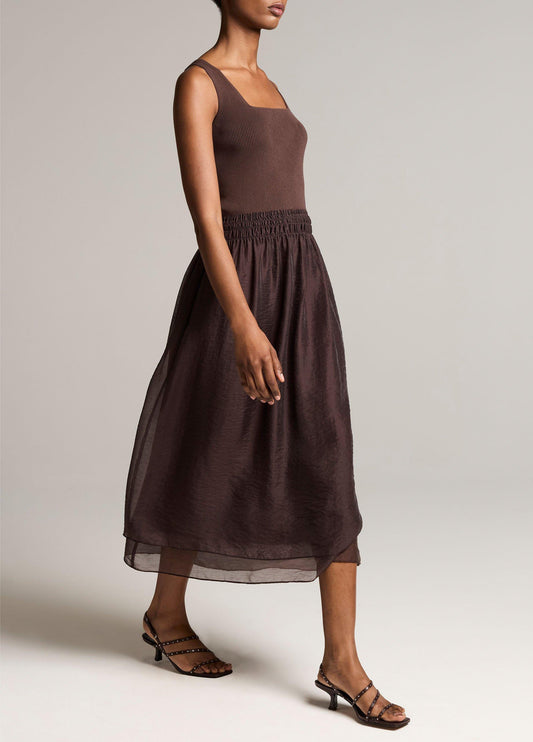 Square-Neck Mixed-Media Dress - US 2310