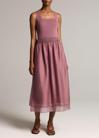 Square-Neck Mixed-Media Dress - US 6004
