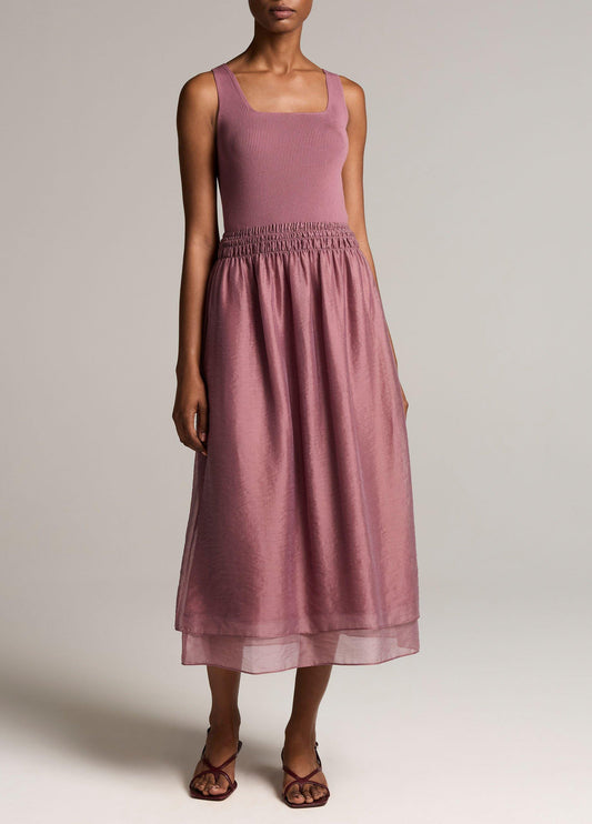 Square-Neck Mixed-Media Dress - US 6004