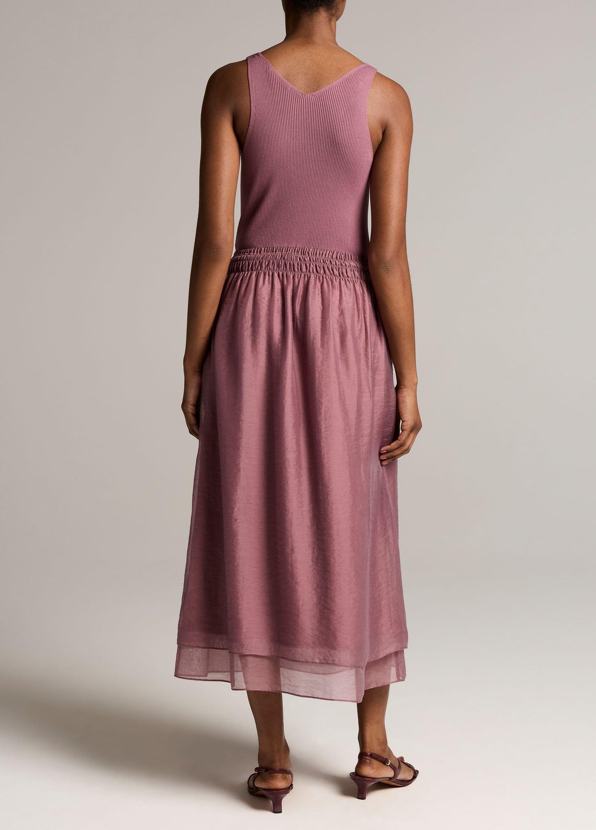 Square-Neck Mixed-Media Dress - US 6004