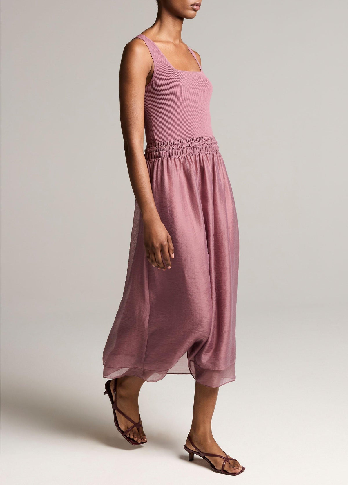 Square-Neck Mixed-Media Dress - US 6004