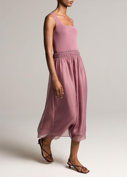 Square-Neck Mixed-Media Dress - US 6004