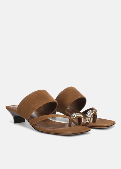 Stacy Suede Heeled Toe-Ring Sandal - US 2960