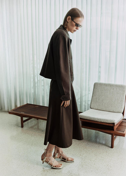 Stretch-Cotton Twill Utility Full Skirt - US 9739