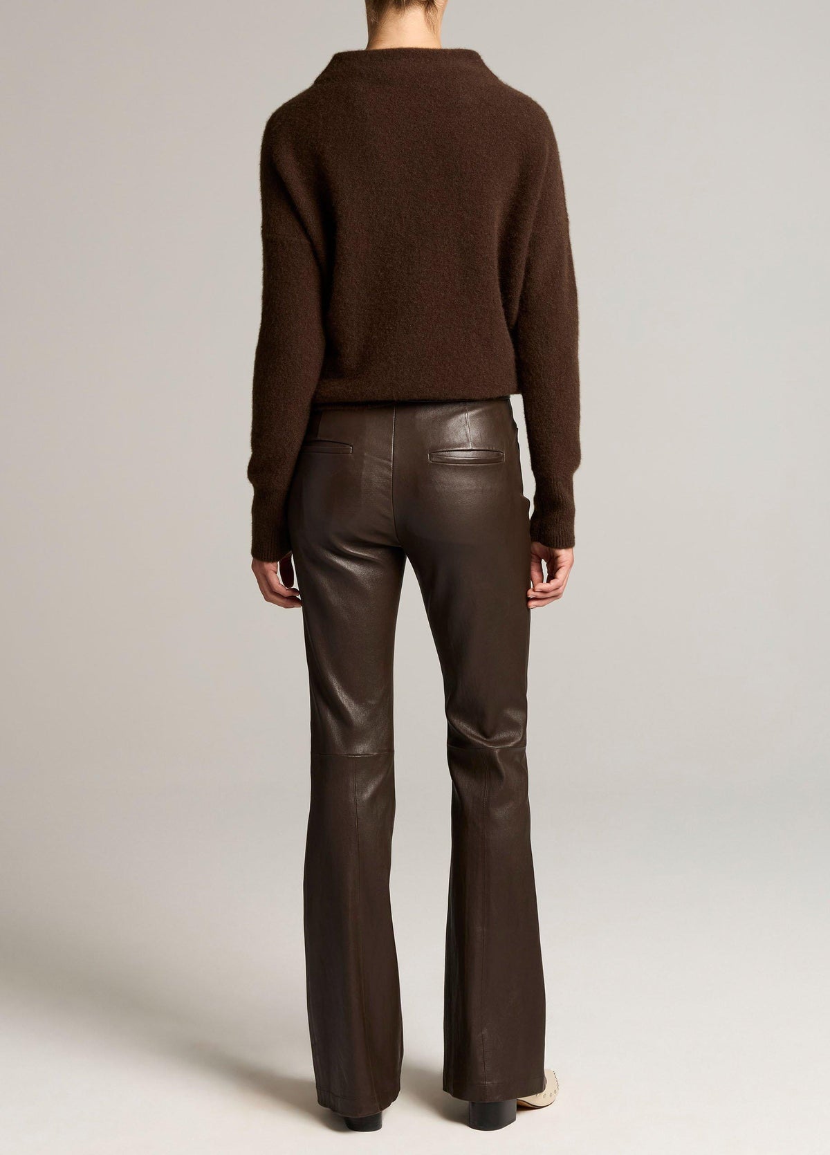 Stretch-Leather Mid-Rise Flare Pant - US 8330