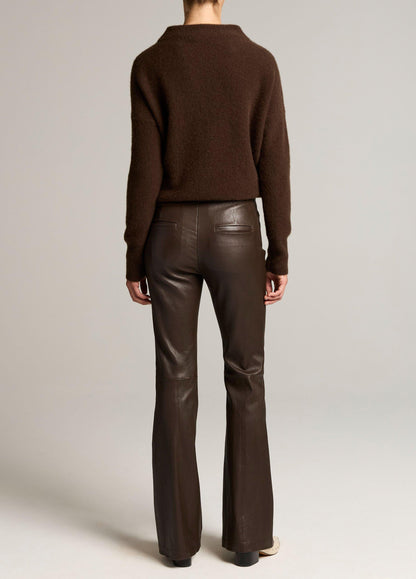 Stretch-Leather Mid-Rise Flare Pant - US 8330