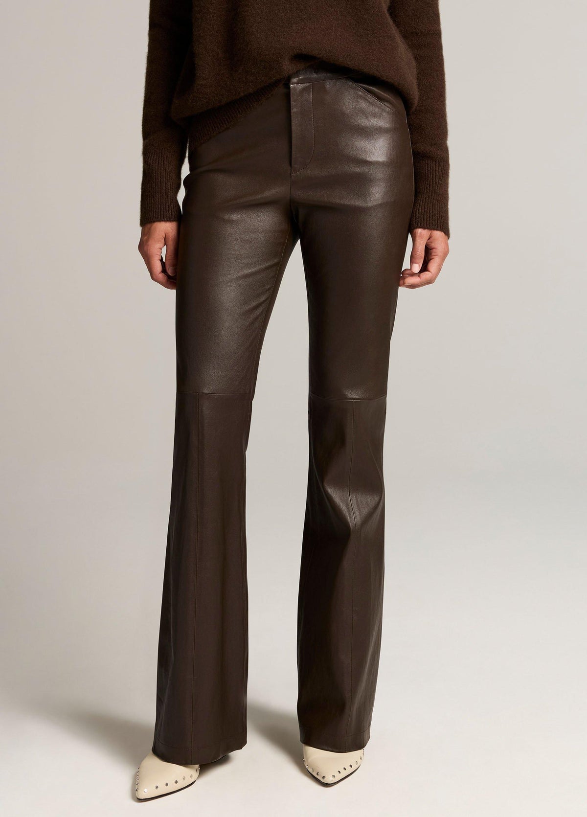Stretch-Leather Mid-Rise Flare Pant - US 8330