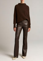 Stretch-Leather Mid-Rise Flare Pant - US 8330