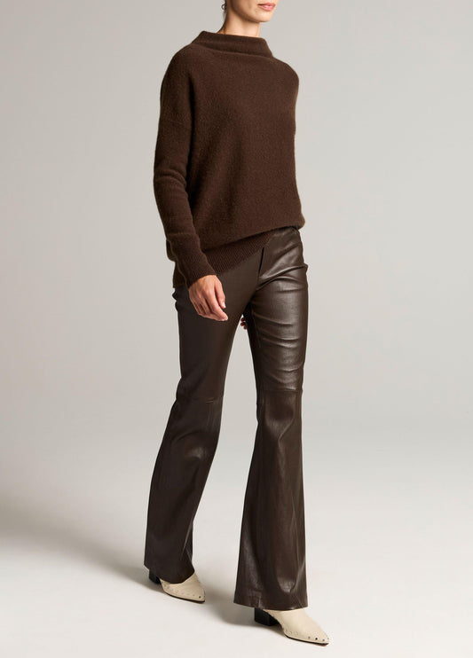 Stretch-Leather Mid-Rise Flare Pant - US 8330
