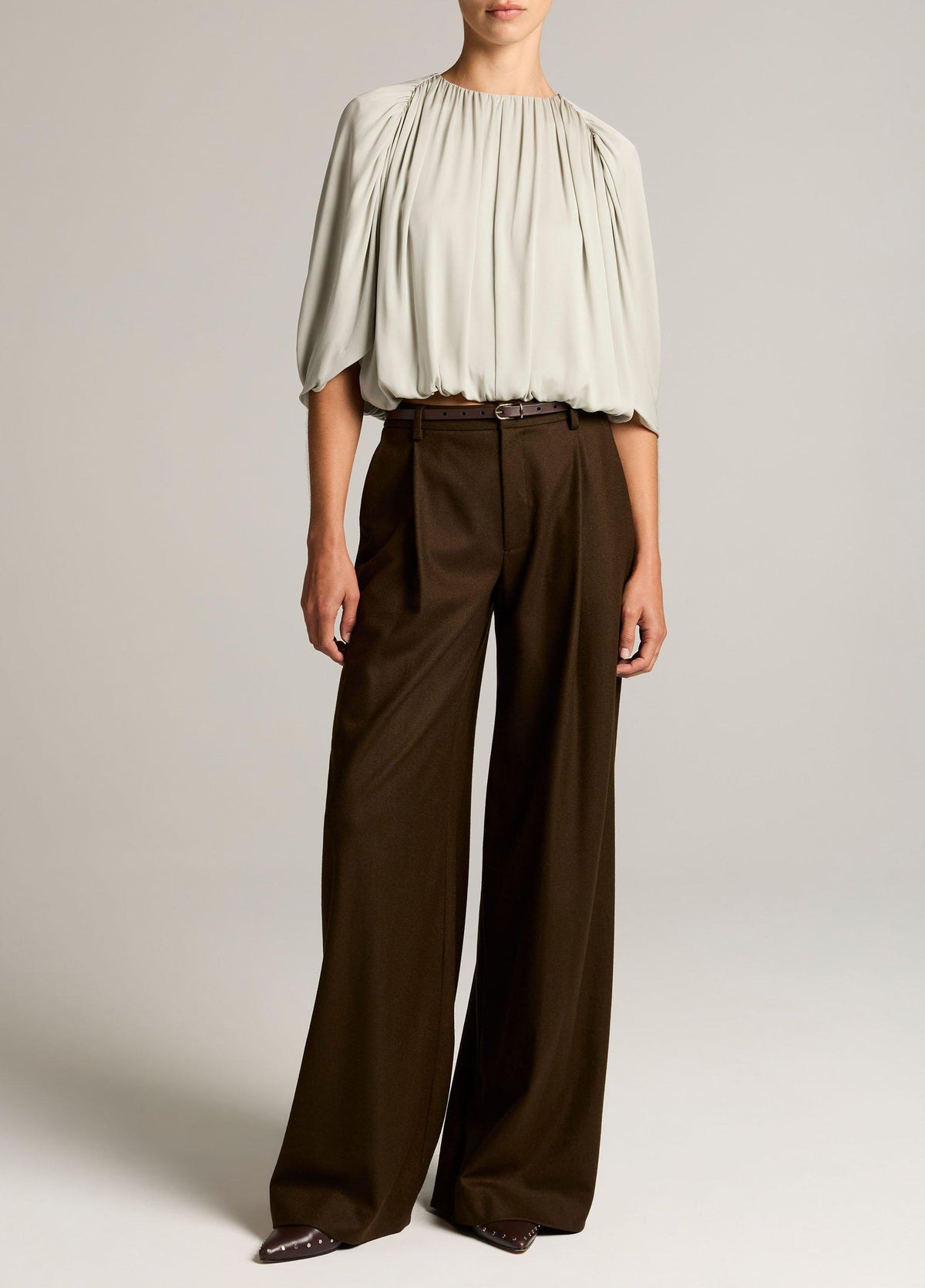 Stretch-Silk Cape-Sleeve Bubble Blouse - US 0329