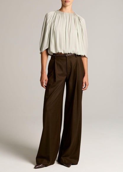 Stretch-Silk Cape-Sleeve Bubble Blouse - US 0329