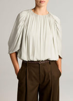 Stretch-Silk Cape-Sleeve Bubble Blouse - US 0329