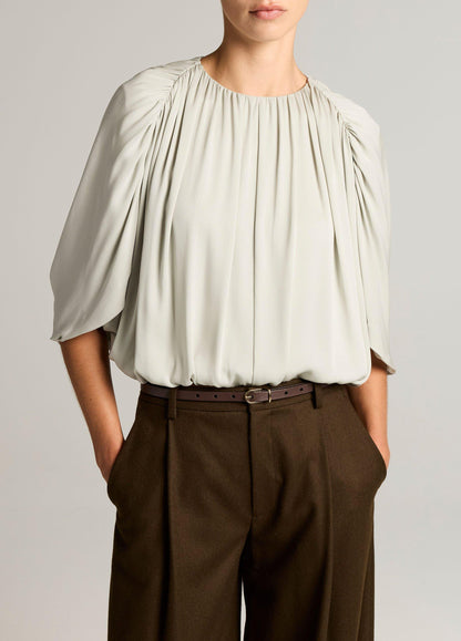Stretch-Silk Cape-Sleeve Bubble Blouse - US 0329