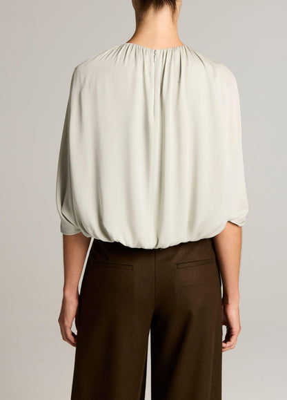 Stretch-Silk Cape-Sleeve Bubble Blouse - US 0329