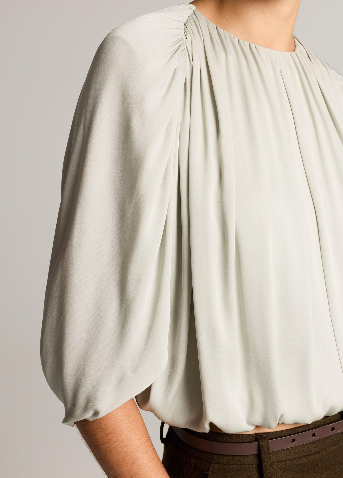 Stretch-Silk Cape-Sleeve Bubble Blouse - US 0329